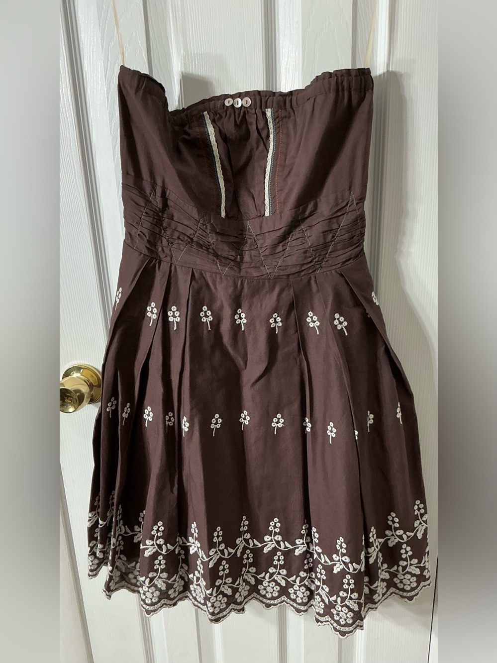 anthropologie brown strapless dress | Dresses | Anthropologie Tiny Xocalatl Embroidered Cream Cotton Mini ZARA Champagne Beige / Size_XS Size:2X 57approx Please note